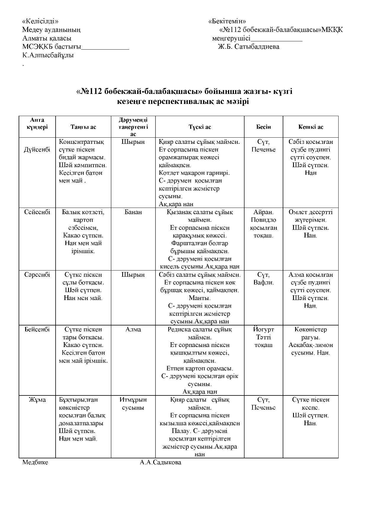 Меню 2016 год (лета и осень)